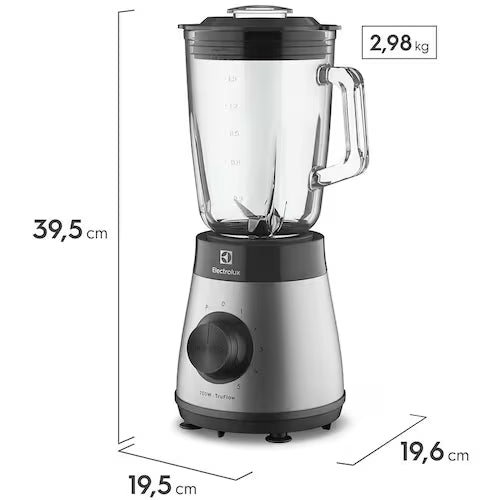 Liquidificador Electrolux EBS30 Aço Inox EscovadoPreto com Copo de Vidro 700W e 5 Velocidades - 110V
