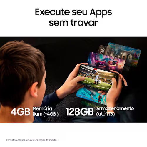 Smartphone Samsung Galaxy A06 Branco 4G 128GB 4GB RAM Tela 6,7 Processador Octa-Core, Câmera Traseira de 50MP e Selfie de 8MP