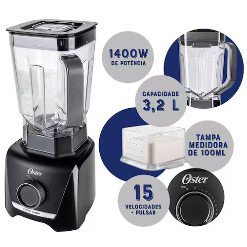 Liquidificador Oster 1400W Full Preto 3,2L - OLIQ610 - 110V