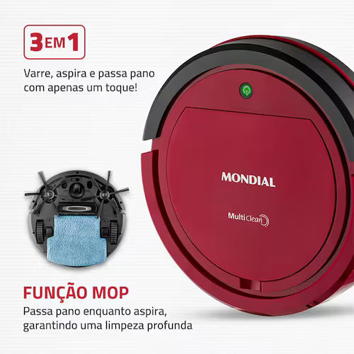 Aspirador Robô Mondial Multi Clean RB-09 Bivolt - Vermelho