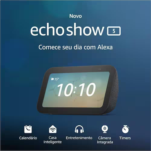 Echo Show 5 Preta (3ª geração - 2023), Display de 5,5 com Alexa e câmera de 2MP, AMAZON AMAZON