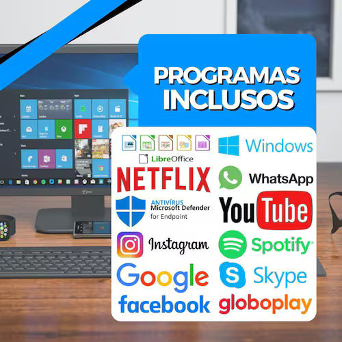 Computador Completo TOB Intel Core i5 com Wi-Fi SSD 480GB Memória 8GB + Windows 10 Pro Trial + Teclado e Mouse + Monitor 19 Desktop PC CPU