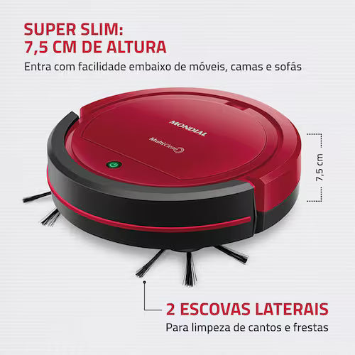 Aspirador Robô Mondial Multi Clean RB-09 Bivolt - Vermelho