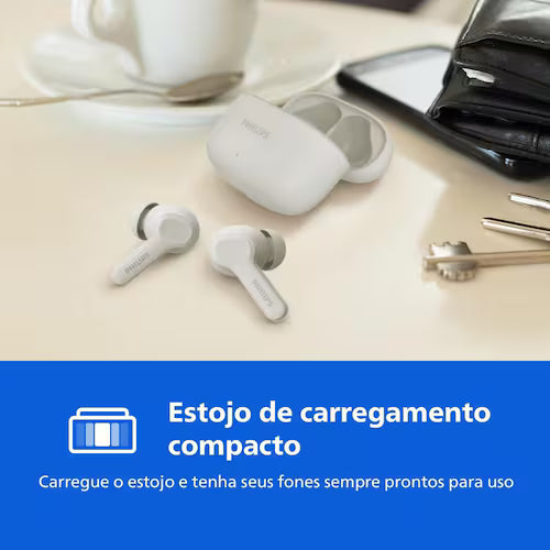 Fone de Ouvido Bluetooth Philips TAT1109WT00 Branco com Microfone