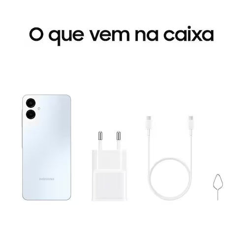 Smartphone Samsung Galaxy A06 Branco 4G 128GB 4GB RAM Tela 6,7 Processador Octa-Core, Câmera Traseira de 50MP e Selfie de 8MP