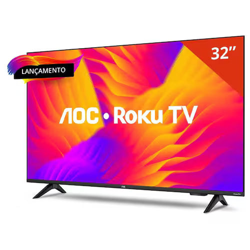Smart TV AOC DLED 32 Polegadas WI-FI Roku TV Quad Core 32S515578G - Smart TV AOC DLED 32 Polegadas Roku TV