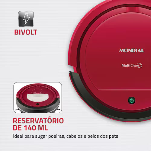 Aspirador Robô Mondial Multi Clean RB-09 Bivolt - Vermelho