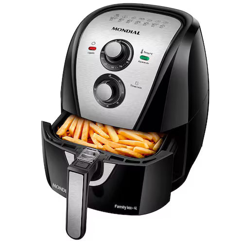 Fritadeira Elétrica Sem Óleo Air Fryer Mondial AFN40BI Family Inox 4L PretaInox - 110V