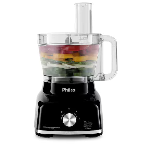 Multiprocessador de Alimentos Philco PMP1600P 9 em 1 com 2 Velocidades + Pulsar 1700W – Preto - 110V