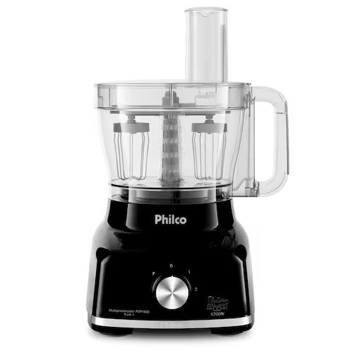 Multiprocessador de Alimentos Philco PMP1600P 9 em 1 com 2 Velocidades + Pulsar 1700W – Preto - 110V