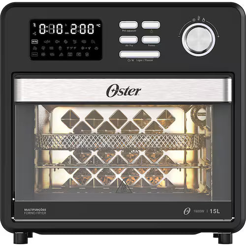 Forno e Fryer 15L Oster Multifunções Compact 10 em 1 - Forno Elétrico e Fryer Oster Multifunções