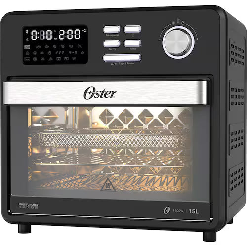 Forno e Fryer 15L Oster Multifunções Compact 10 em 1 - Forno Elétrico e Fryer Oster Multifunções