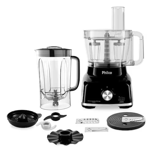 Multiprocessador de Alimentos Philco PMP1600P 9 em 1 com 2 Velocidades + Pulsar 1700W – Preto - 110V