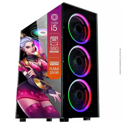 Computador Gamer Completo TOB Intel Core i5 SSD 480GB 16GB Teclado Mouse Mouse Pad e Headset Gamer Monitor 23 Windows 10 Pro Trial