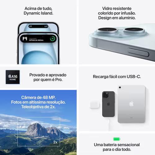 Apple iPhone 15 128GB 6,1 48MP Preto