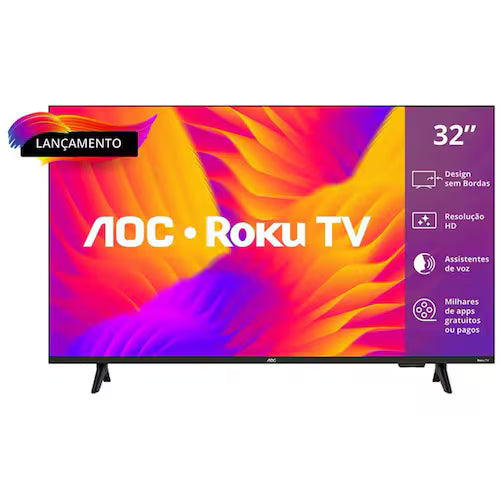 Smart TV AOC DLED 32 Polegadas WI-FI Roku TV Quad Core 32S515578G - Smart TV AOC DLED 32 Polegadas Roku TV